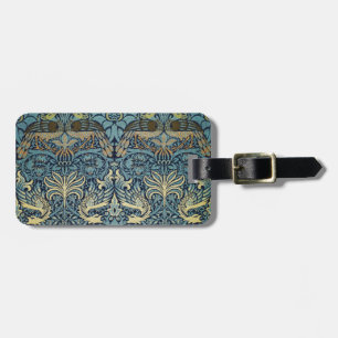 William Morris Peacock and Dragon Woven Design Luggage Tag