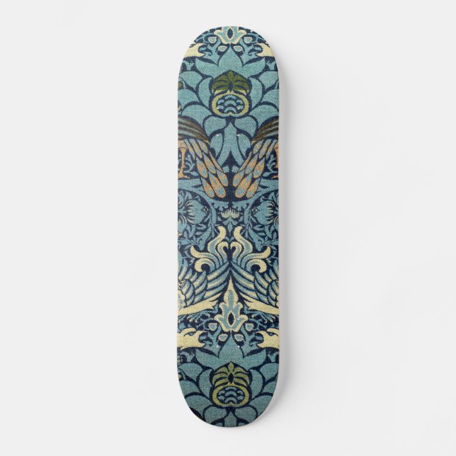 William Morris Peacock and Dragon Woven Design Skateboard (Front)