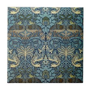 William Morris Peacock and Dragon Woven Design Tile