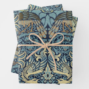 William Morris Peacock and Dragon Woven Design Wrapping Paper Sheet
