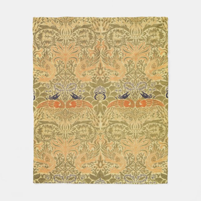 William Morris Peacock & Dragon Arts & Crafts Fleece Blanket (Front)