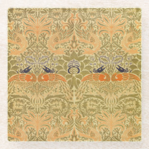 William Morris Peacock & Dragon Arts & Crafts Glass Coaster