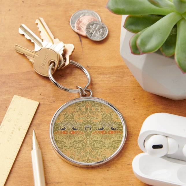 William Morris Peacock & Dragon Arts & Crafts Key Ring (Desk)