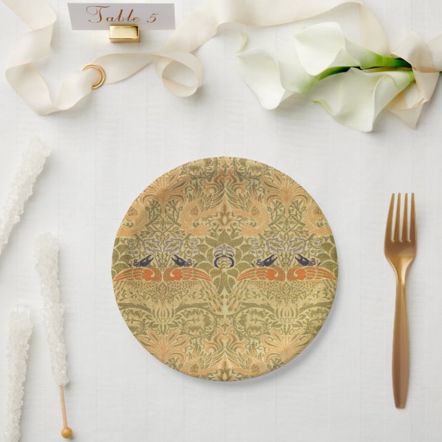 William Morris Peacock & Dragon Arts & Crafts Paper Plate (Wedding)