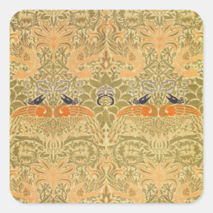 William Morris Peacock & Dragon Arts & Crafts Square Sticker