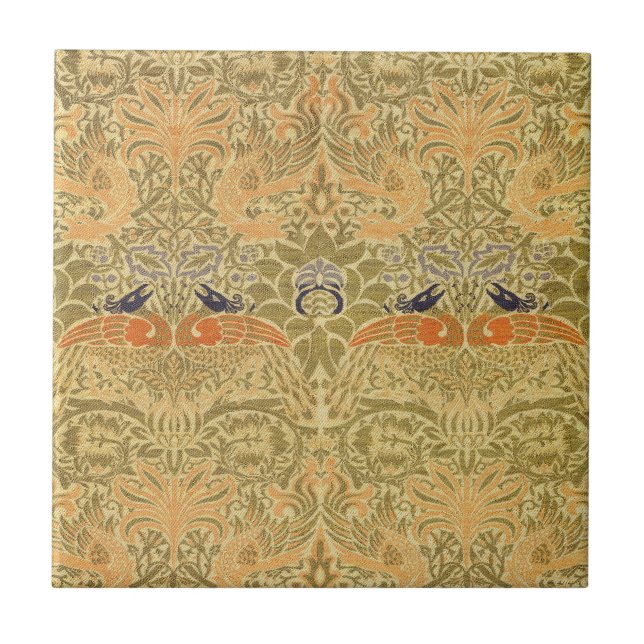 William Morris Peacock & Dragon Arts & Crafts Tile (Front)