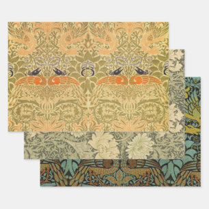William Morris Peacock & Dragon Arts & Crafts Wrapping Paper Sheet