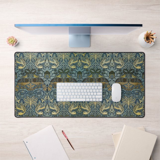 William Morris Peacock Dragon Classic Desk Mat (Office 1)
