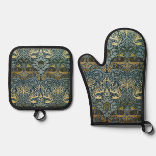 William Morris Peacock Dragon Classic Oven Mitt & Pot Holder Set