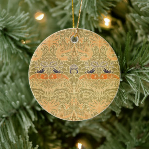 William Morris Peacock Dragon Vintage Arts Crafts Ceramic Tree Decoration