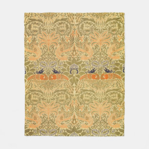 William Morris Peacock Dragon Vintage Arts Crafts Fleece Blanket