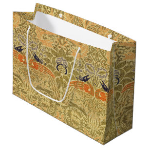 William Morris Peacock Dragon Vintage Arts Crafts Large Gift Bag