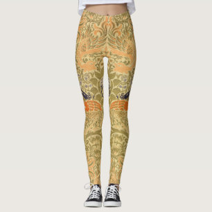 William Morris Peacock Dragon Vintage Arts Crafts  Leggings