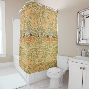 William Morris Peacock Dragon Vintage Arts Crafts  Shower Curtain