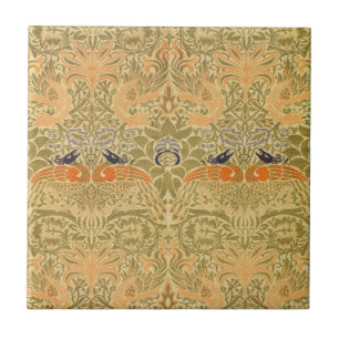 William Morris Peacock Dragon Vintage Arts Crafts Tile