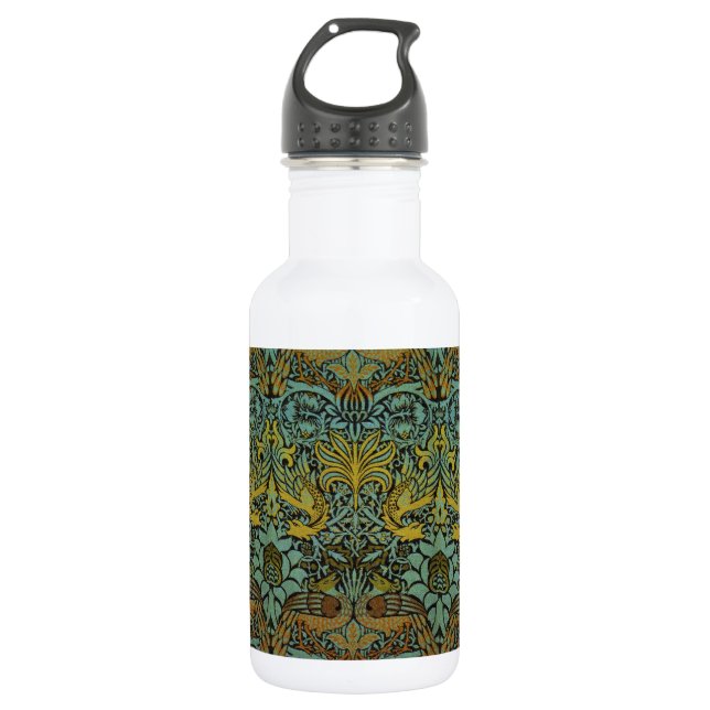 William Morris Peacock Dragon Wallpaper  532 Ml Water Bottle (Front)