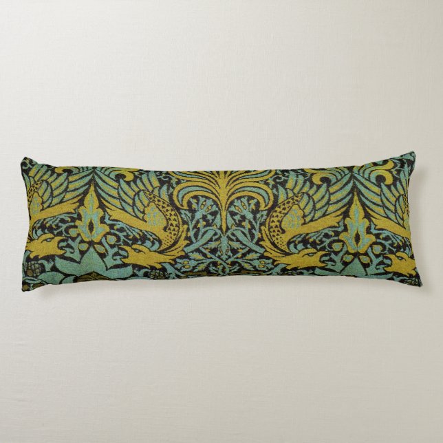 William Morris Peacock Dragon Wallpaper  Body Cushion (Back)