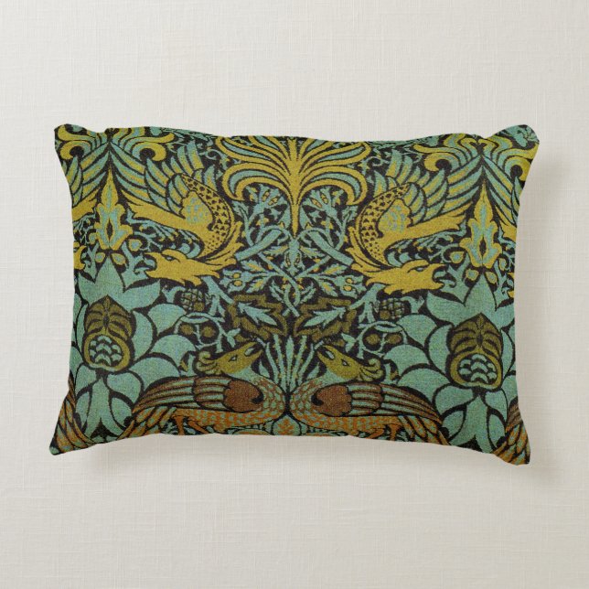 William Morris Peacock Dragon Wallpaper  Decorative Cushion (Back)