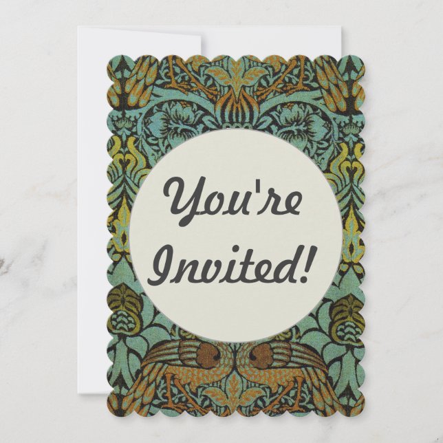 William Morris Peacock Dragon Wallpaper  Invitation (Front)