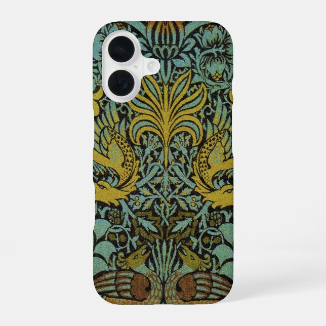 William Morris Peacock Dragon Wallpaper  iPhone 16 Case (Back)