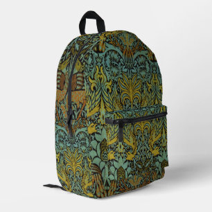 William Morris Peacock Dragon Wallpaper  Printed Backpack