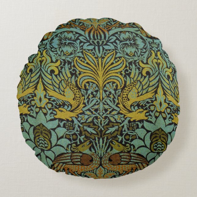William Morris Peacock Dragon Wallpaper  Round Cushion (Front)