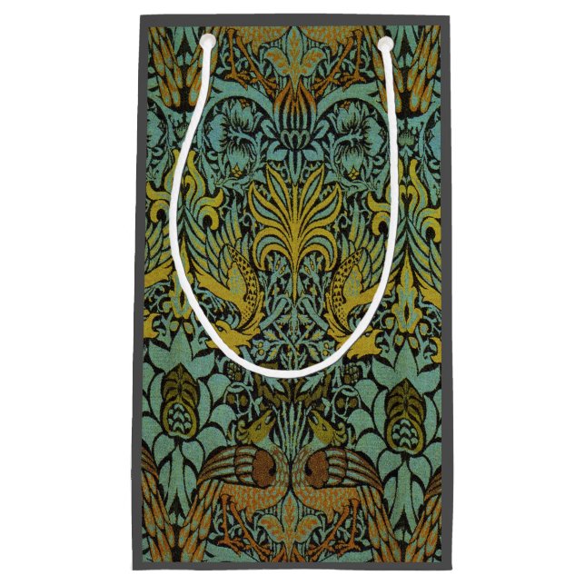 William Morris Peacock Dragon Wallpaper  Small Gift Bag (Front)