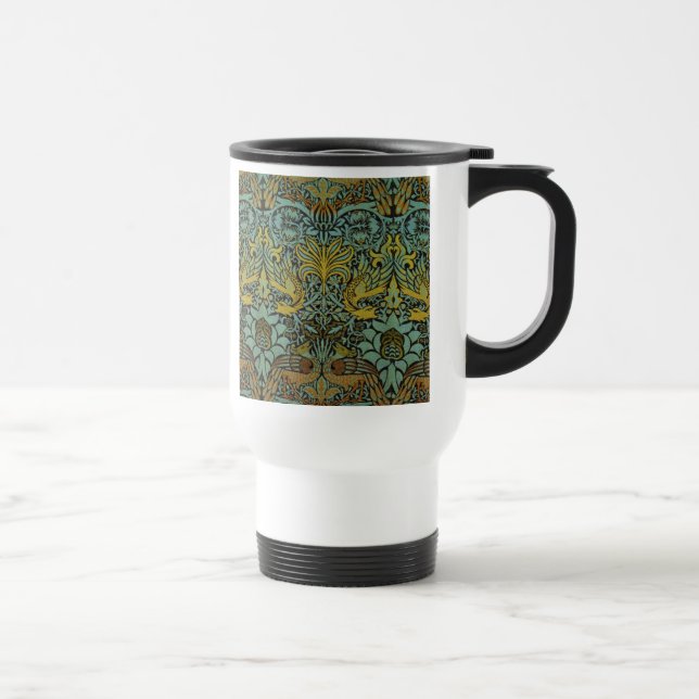William Morris Peacock Dragon Wallpaper  Travel Mug (Right)