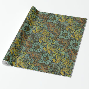 William Morris Peacock Dragon Wallpaper  Wrapping Paper