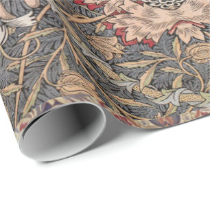 William * Morris  Peacock Floral Peach Green  Wrapping Paper