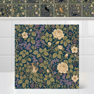 William Morris Peekaboo Calico Cat Foliage Pattern Tile