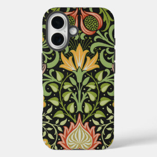 William Morris Persian Black Floral Tile Art iPhone 16 Case