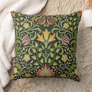 William Morris Persian Black Floral Tile Art Cushion