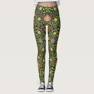 William Morris Persian Black Floral Tile Art Leggings