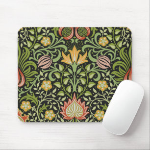 William Morris Persian Black Floral Tile Art Mouse Mat
