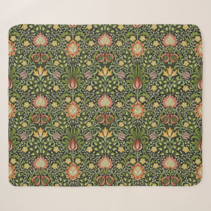 William Morris Persian Black Floral Tile Art Sherpa Blanket