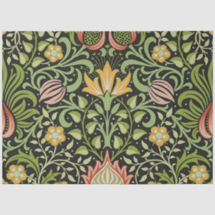 William Morris Persian Black Floral Tile Art Tissue Paper