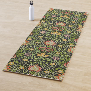 William Morris Persian Black Floral Tile Art Yoga Mat