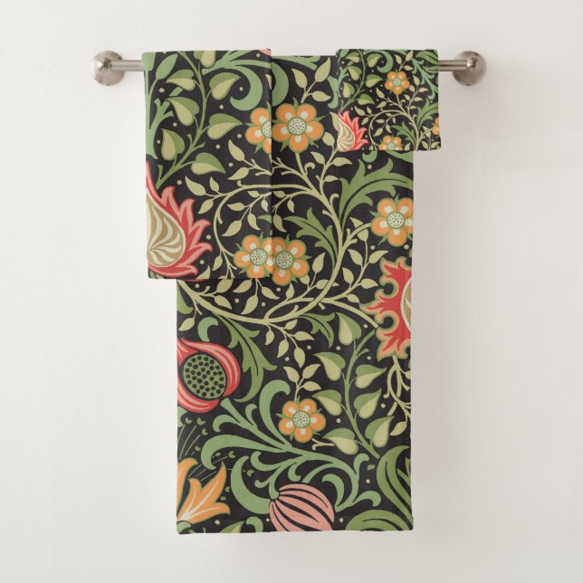 William Morris Persian Floral Antique Bath Towel Set (Insitu)