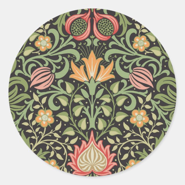 William Morris Persian Floral Antique Classic Round Sticker (Front)