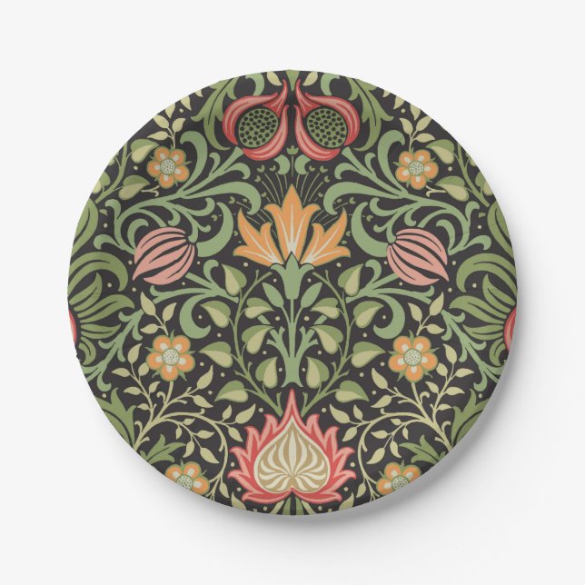 William Morris Persian Floral Antique Paper Plate (Front)