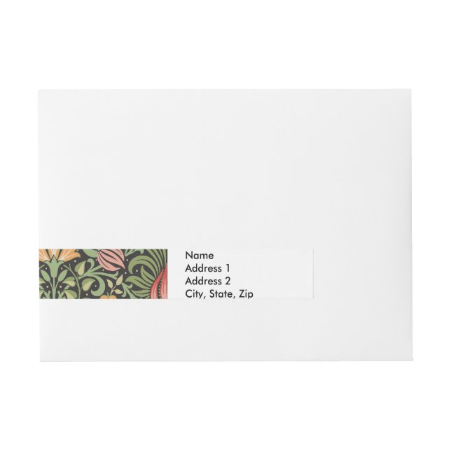 William Morris Persian Floral Antique Wraparound Address Label (Front)