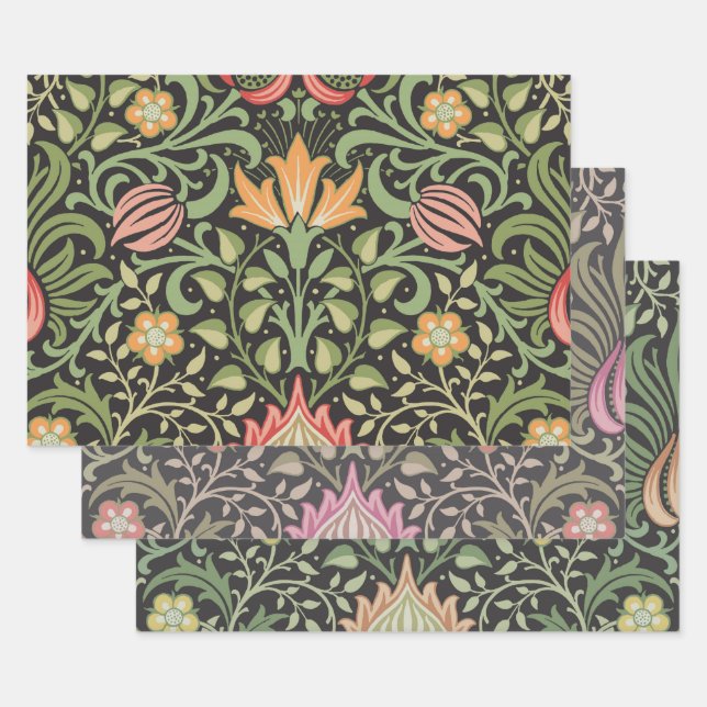 William Morris Persian Floral Antique Wrapping Paper Sheet (Set)