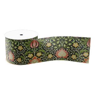 William Morris Persian Floral Botanical Design Grosgrain Ribbon
