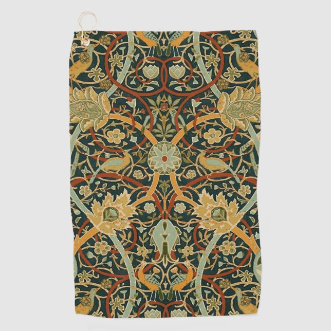 William Morris Persian Oriental Carpet Art Golf Towel (Front)