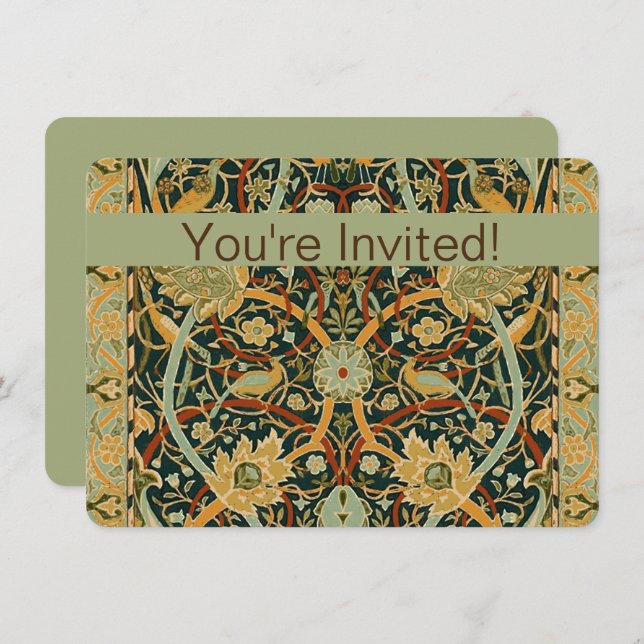 William Morris Persian Oriental Carpet Art Invitation (Front/Back)