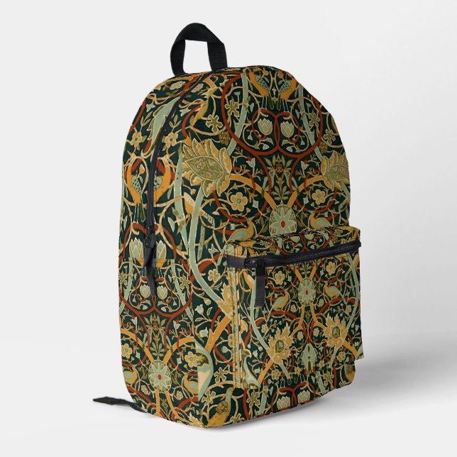 William Morris Persian Oriental Carpet Art Printed Backpack (Back Corner Left)