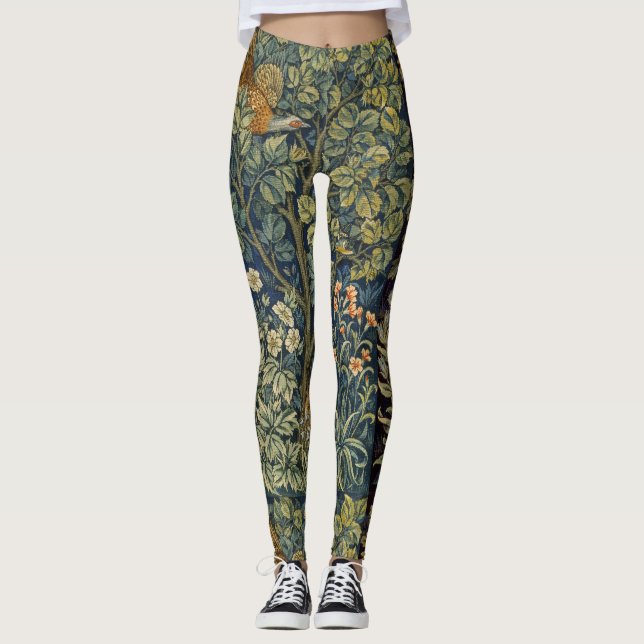 William Morris - Pheasant Bird Tree Botanical Leggings (Front)