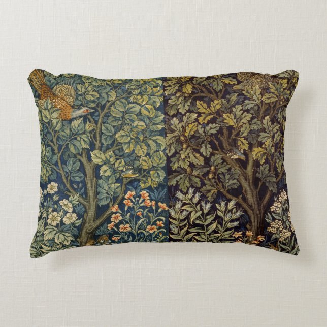 William Morris Pheasant Bird Tree Flower Decorative Cushion (Front)