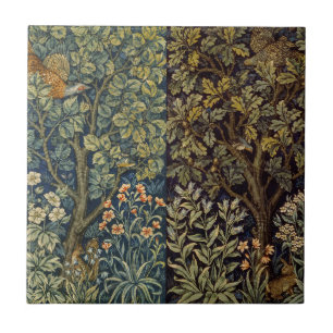 William Morris Pheasant Bird Tree Flower Tile